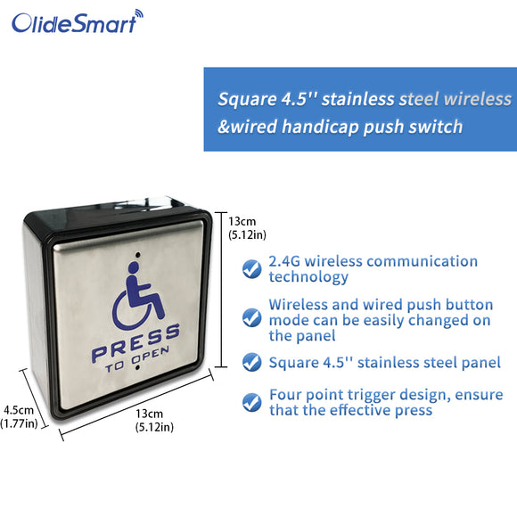 Olidesmart OS-510 WiFi Wireless&Wired Handicapped Push Switch For Automatic Door, Work with Phone APP and Alexa