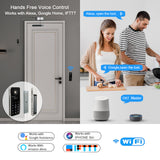 Smart lock system with hands-free voice control features, compatibility with Alexa, Google Home, and IFTTT.