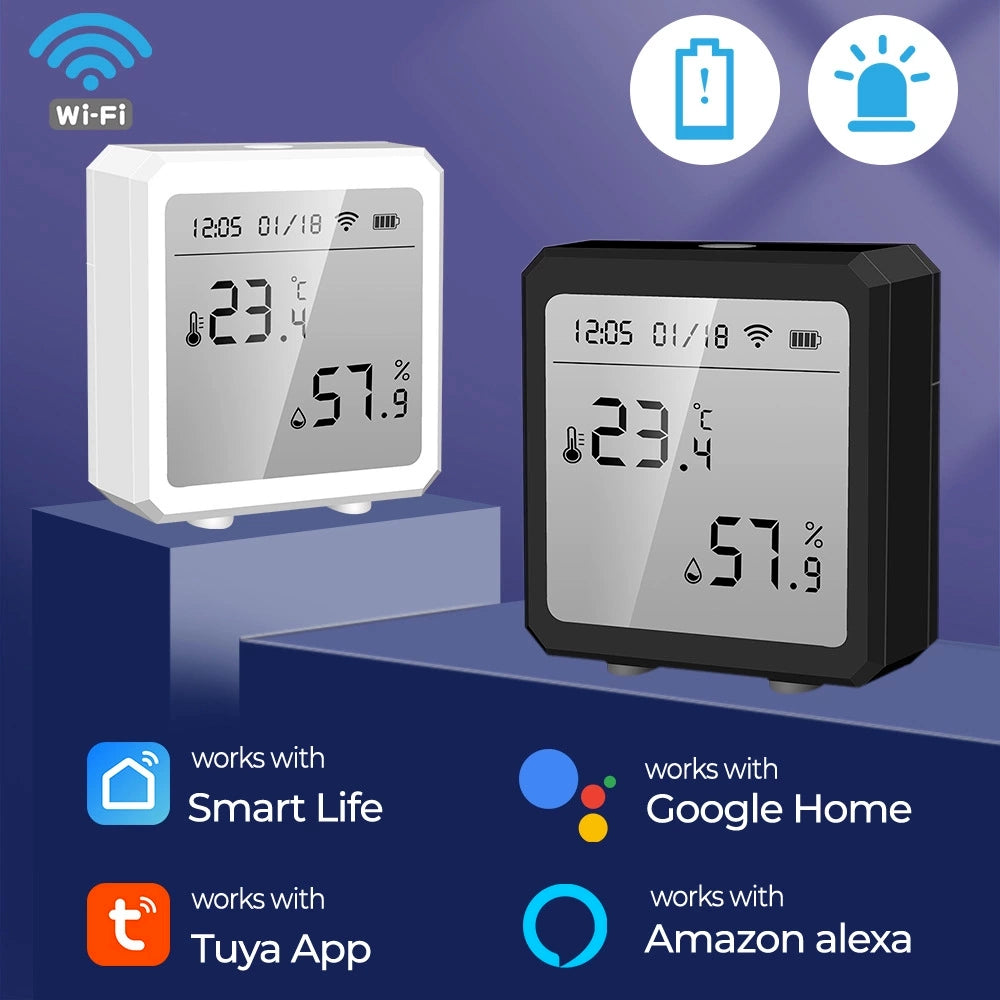 Smart WiFi Temperature and Humidity Sensor - Tuya Compatible, Indoor W ...