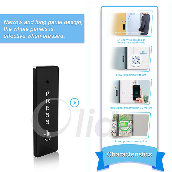 Smart Wireless Slim Push Switch M202G, Automatic Door Press Button Work with Tuya Smart APP