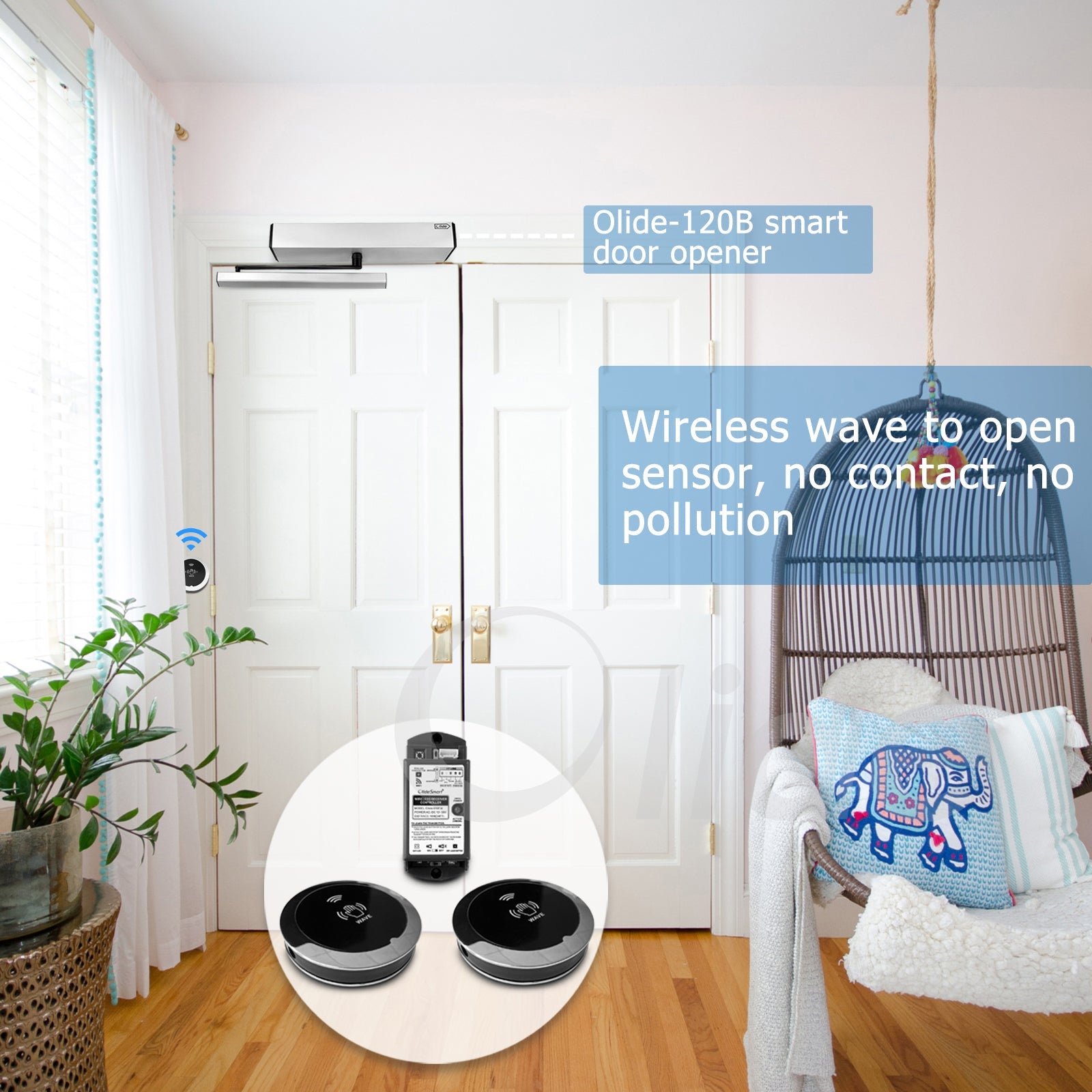 Olide Smart Touchless Electric Glass Door Operator with Wireless 2.36 ...