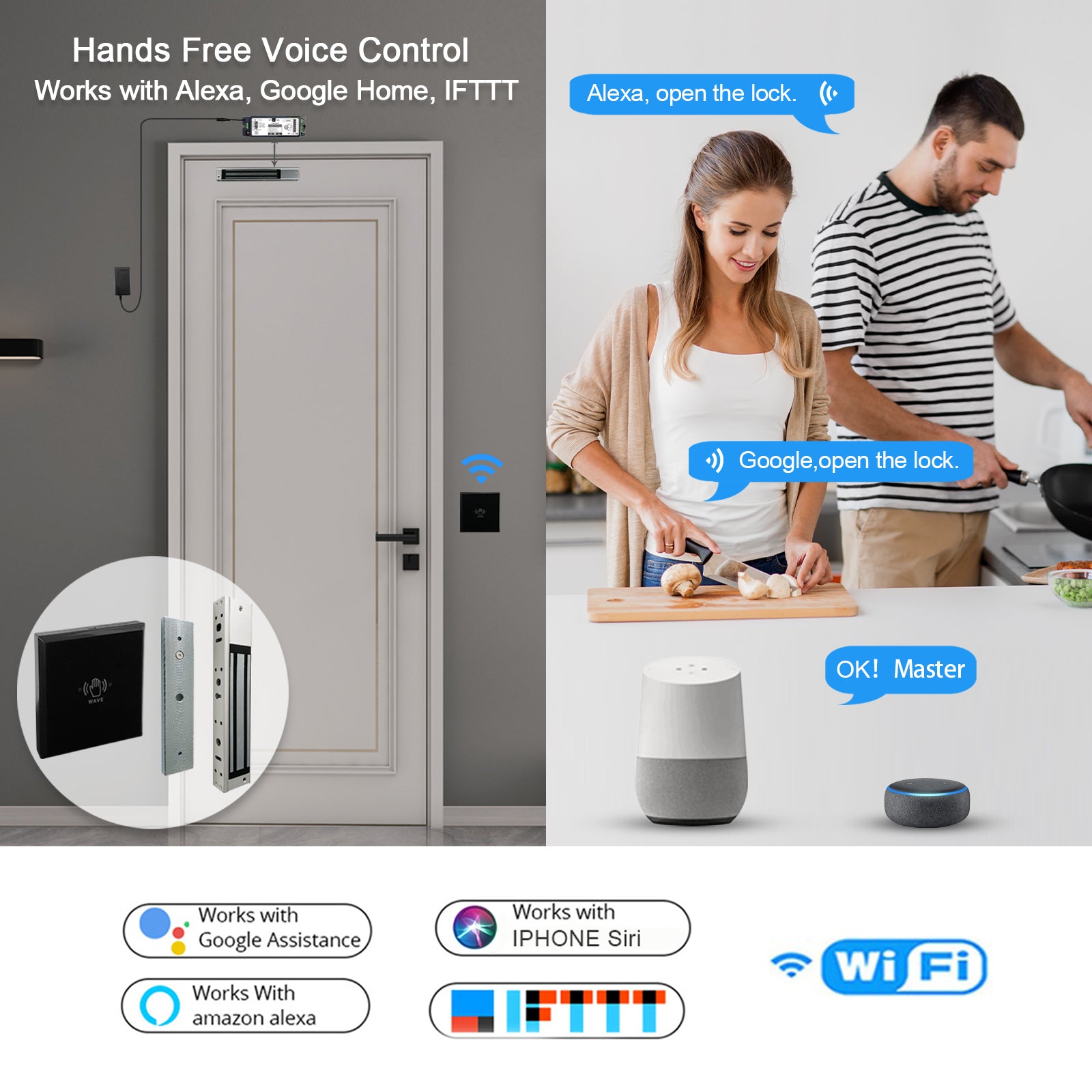 Wireless Access Control Module Smart Wireless Access Control System Kit with 400lb Magnetic Lock Hand ...