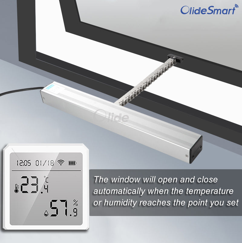 WiFi Smart Adjustable Stroke Electric Window Opener with Thermohygrome ...